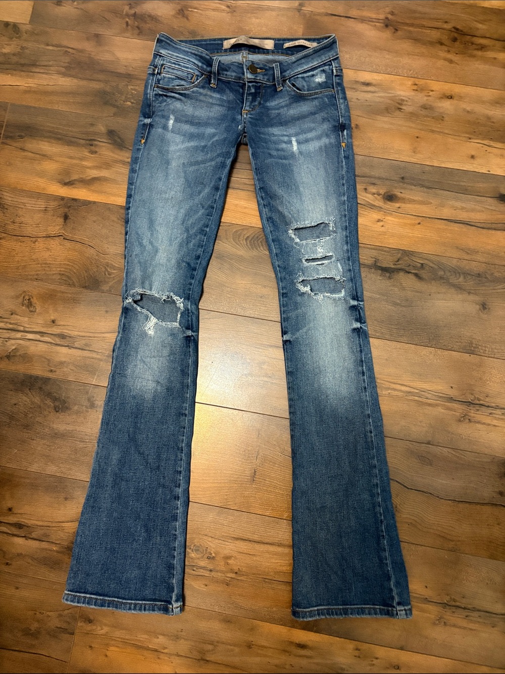Guess Women's Distressed Flare Jeans in Medium Blue